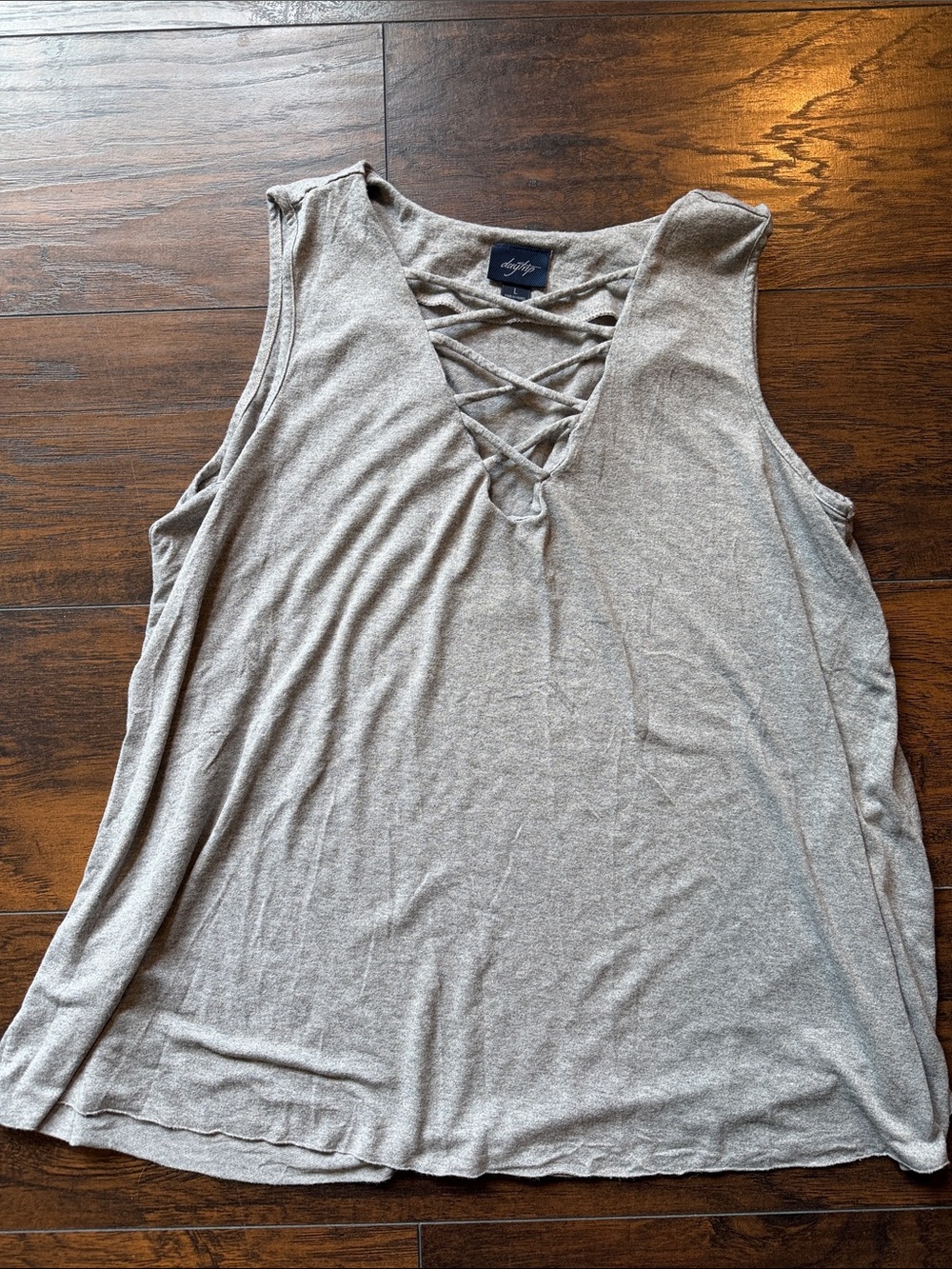 Daytrip Crisscross V-Neck Tank Top - Heather Gray size L (R1)